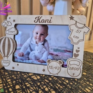 Személyre szabott fa babaemlék képkeret  � egyedi ajándék , Otthon & Életmód, Dekoráció, Kép & Falikép, Képkeret, Gravírozás, pirográfia, MESKA