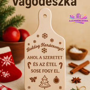 Karácsonyi gravírozott vágódeszka - karácsony - adventi díszek - adventi ablakdekoráció - Meska.hu