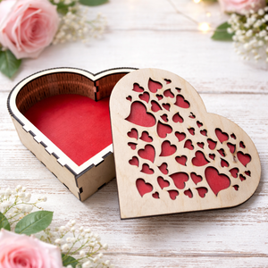 Szív alakú doboz, tároló, Otthon & Életmód, Tárolás & Rendszerezés, Doboz, Festett tárgyak, Gravírozás, pirográfia, MESKA