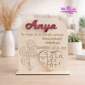 Anyák napi ajándék � gravírozott fa tábla puzzle szívvel  - Meska.hu