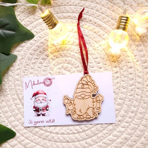 Karácsonyfadísz - színezhető, manó mintával, Karácsony, Mikulás, Mikulás ajándékok, Gravírozás, pirográfia, MESKA