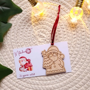 Karácsonyfadísz - színezhető, Mikulás mintával, Karácsony, Mikulás, Mikulás ajándékok, Gravírozás, pirográfia, MESKA