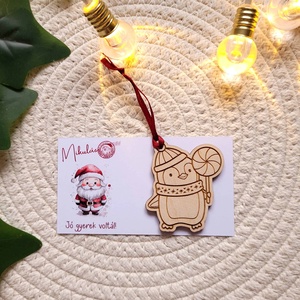 Karácsonyfadísz - színezhető, pingvin mintával, Karácsony, Mikulás, Mikulás ajándékok, Gravírozás, pirográfia, MESKA