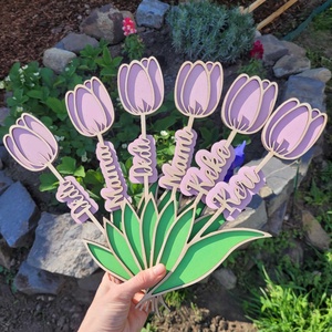 Fa tulipán, Otthon & Életmód, Virágdekoráció, Virágdíszek, Lézervágott virágdíszek, Gravírozás, pirográfia, MESKA