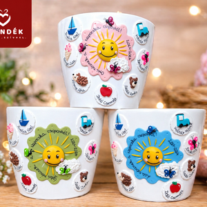 Ballagási kaspó jelekkel - otthon & életmód - virágdekoráció - virágtartó - kaspó - Meska.hu