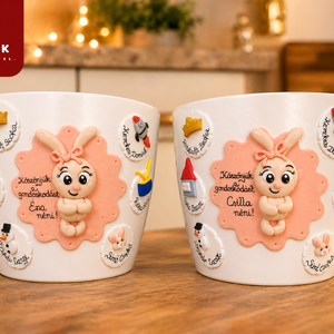 Ballagási kaspó jelekkel, Otthon & Életmód, Virágdekoráció, Virágtartó, Kaspó, Gyurma, MESKA