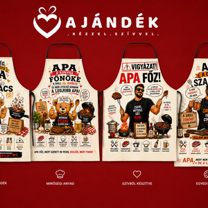 Apák napi kötény, Otthon & Életmód, Konyhafelszerelés, tálalás, Konyhai textil, Kötény, Fotó, grafika, rajz, illusztráció, MESKA