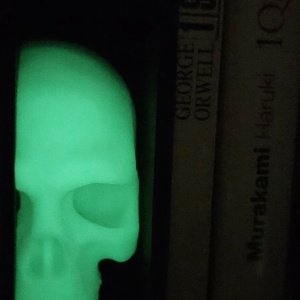 sötétben világító koponyás könyvtámasz - otthon & életmód - dekoráció - asztal és polc dekoráció - könyvtámasz - Meska.hu