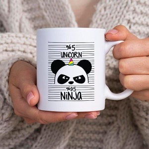 5% unicorn, 95% ninja bögre, Otthon & Életmód, Konyhafelszerelés, tálalás, Tálalás, Bögre & Csésze, Fotó, grafika, rajz, illusztráció, Decoupage, transzfer és szalvétatechnika, MESKA