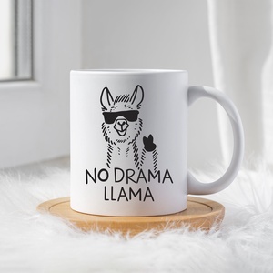 No drama lama bögre, Otthon & Életmód, Konyhafelszerelés, tálalás, Tálalás, Bögre & Csésze, Fotó, grafika, rajz, illusztráció, Decoupage, transzfer és szalvétatechnika, MESKA