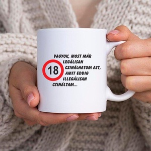 18 évesnek bögre, Otthon & Életmód, Konyhafelszerelés, tálalás, Tálalás, Bögre & Csésze, Fotó, grafika, rajz, illusztráció, Decoupage, transzfer és szalvétatechnika, MESKA