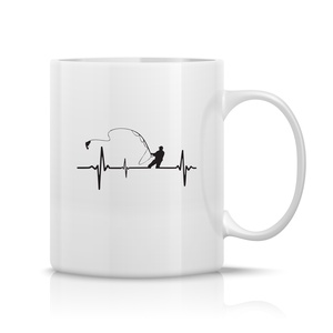 Horgász szívdobbanás bögre, Otthon & Életmód, Konyhafelszerelés, tálalás, Tálalás, Bögre & Csésze, Fotó, grafika, rajz, illusztráció, Decoupage, transzfer és szalvétatechnika, MESKA