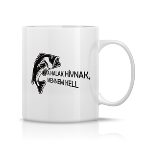 A halak hívnak, mennem kell horgászós bögre, Otthon & Életmód, Konyhafelszerelés, tálalás, Tálalás, Bögre & Csésze, Fotó, grafika, rajz, illusztráció, Decoupage, transzfer és szalvétatechnika, MESKA
