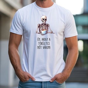 Én, ahogy a tökéletes nőt várom férfi póló, Ruha & Divat, Férfi ruha, Póló, Decoupage, transzfer és szalvétatechnika, Fotó, grafika, rajz, illusztráció, MESKA