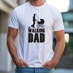 The walking Dad férfi póló, Ruha & Divat, Férfi ruha, Póló, Decoupage, transzfer és szalvétatechnika, Fotó, grafika, rajz, illusztráció, MESKA