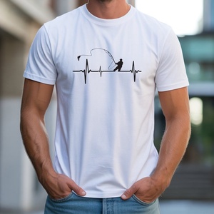 Horgász szívverés póló, Ruha & Divat, Férfi ruha, Póló, Decoupage, transzfer és szalvétatechnika, Fotó, grafika, rajz, illusztráció, MESKA