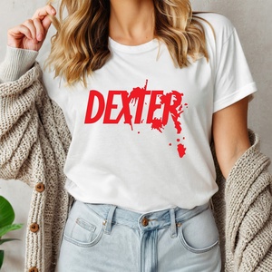 Dexter női póló, Ruha & Divat, Női ruha, Póló, felső, Decoupage, transzfer és szalvétatechnika, Fotó, grafika, rajz, illusztráció, MESKA