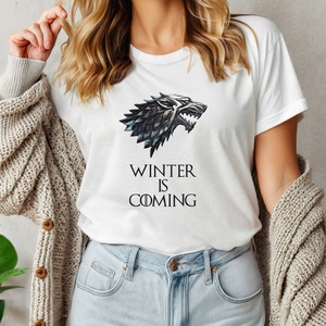 Winter is coming női póló, Ruha & Divat, Női ruha, Póló, felső, Decoupage, transzfer és szalvétatechnika, Fotó, grafika, rajz, illusztráció, MESKA