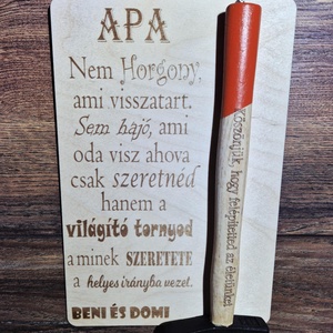 Egyedi ajándék Apáknak  gravírozott fa tábla  kalapáccsal  - művészet - szobor - fa - Meska.hu