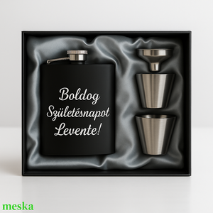 Személyre szabott fekete laposüveg ajándékdobozban   pl  ( Születsésnap) , Esküvő, Emlék & Ajándék, Nászajándék, Esküvői pohár, pohárszett, Gravírozás, pirográfia, MESKA