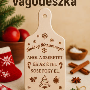 Karácsonyi gravírozott vágódeszka, Karácsony, Adventi díszek, Adventi ablakdekoráció, Famegmunkálás, MESKA