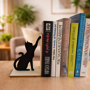 Ülő fekete cica könyvtámasz - Meska.hu