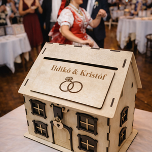 Menyecsketánc pénzgyűjtő házikó, Esküvő, Emlék & Ajándék, Doboz, Gravírozás, pirográfia, MESKA