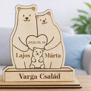  Egyedi gravírozott fa maci család � személyes ajándék szívből � - Meska.hu
