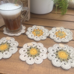 Horgolt poháralátét(6db)u - otthon & életmód - dekoráció - asztal és polc dekoráció - horgolt & csipketerítő - Meska.hu