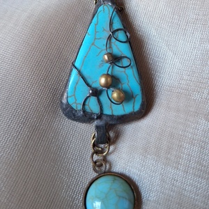 Antik hatású nyaklánc türkiz medállal - Meska.hu