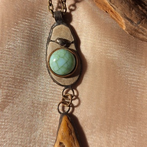 Antik hatású nyaklánc türkiz díszítéssel, Ékszer, Nyaklánc, Medálos nyaklánc, Ékszerkészítés, Fémmegmunkálás, MESKA