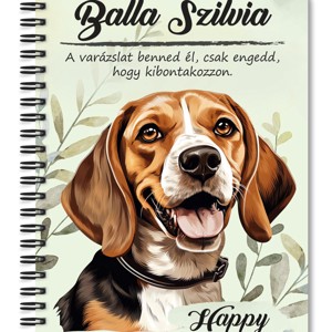 Személyre szabható - Beagle portré mintás A6-os füzet, Otthon & Életmód, Papír, írószer, Jegyzetfüzet & Napló, , MESKA