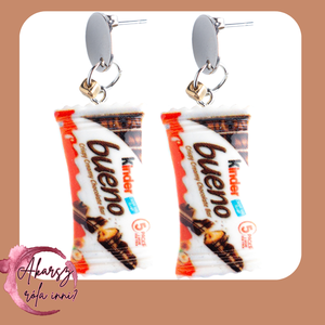 Kinder Bueno lógós fülbevaló, Ékszer, Fülbevaló, Lógó fülbevaló, Ékszerkészítés, MESKA