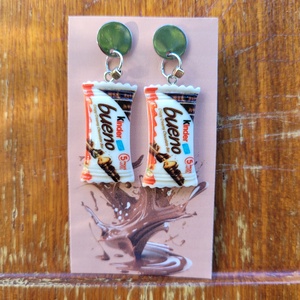 Kinder Bueno lógós fülbevaló - ékszer - fülbevaló - lógó fülbevaló - Meska.hu