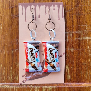 Kinder Bueno lógós fülbevaló - ékszer - fülbevaló - lógó fülbevaló - Meska.hu