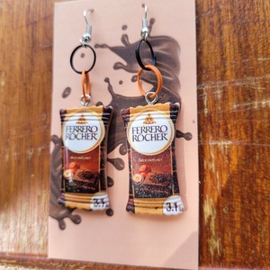 Ferrero Rocher lógós fülbevaló, Ékszer, Fülbevaló, Lógó fülbevaló, Ékszerkészítés, MESKA