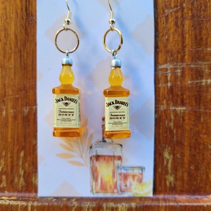 Jack Daniels whisky fülbevaló, Ékszer, Fülbevaló, Lógó fülbevaló, Ékszerkészítés, MESKA