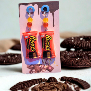 Reese's lógós fülbevaló, Ékszer, Fülbevaló, Lógó fülbevaló, Ékszerkészítés, MESKA