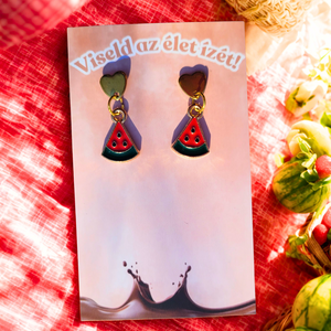 Napérlelte Dinnye Fülbevaló - ékszer - fülbevaló - lógó fülbevaló - Meska.hu