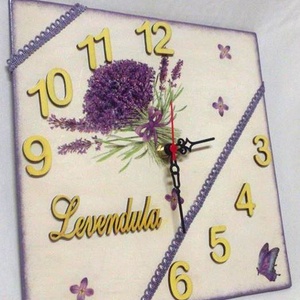 Levendulás falióra, Otthon & Életmód, Dekoráció, Fali és függő dekoráció, Falióra & óra, Mindenmás, Decoupage, transzfer és szalvétatechnika, MESKA