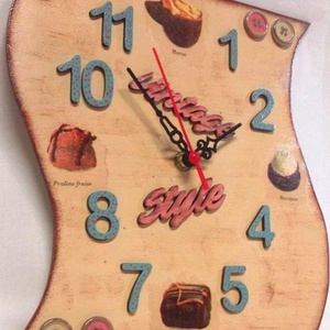 Retro-antik hatású konyhai falióra, Otthon & Életmód, Dekoráció, Fali és függő dekoráció, Falióra & óra, Mindenmás, Decoupage, transzfer és szalvétatechnika, MESKA