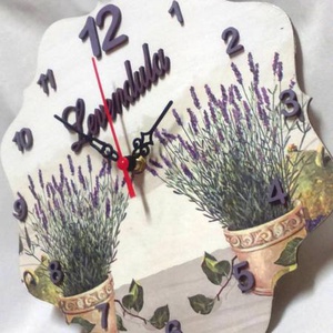 Levendulás falióra, Otthon & Életmód, Dekoráció, Fali és függő dekoráció, Falióra & óra, Festészet, Decoupage, transzfer és szalvétatechnika, MESKA