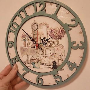 Vintage óra, Otthon & Lakás, Dekoráció, Fali és függő dekoráció, Falióra & óra, Decoupage, transzfer és szalvétatechnika, Mindenmás, Meska