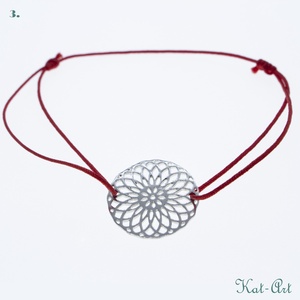 Ezüst charm - textil karkötő - Meska.hu