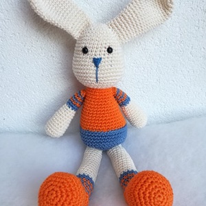 Nyuszi narancs-kék - játék & sport - plüssállat & játékfigura - nyuszi - Meska.hu