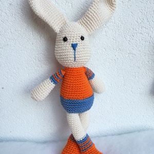 Nyuszi narancs-kék - játék & sport - plüssállat & játékfigura - nyuszi - Meska.hu