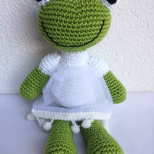 Horgolt béka - játék & sport - plüssállat & játékfigura - béka - Meska.hu