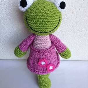 Békalány virágos szoknyában - játék & sport - plüssállat & játékfigura - béka - Meska.hu