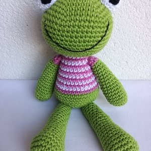 Békalány csíkos pólóban - játék & sport - plüssállat & játékfigura - béka - Meska.hu