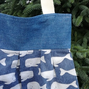 Vászontáska bálnamintás anyagból - táska & tok - kézitáska & válltáska - kézitáska - Meska.hu